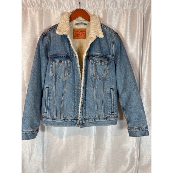 Levi's Denim Trucker Jacket Women's Medium Sherpa Lined Jean Coat